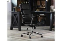 Moby Black Faux Leather Low Back Rolling Office Chair -Modern Office Shop 223564 black faux leather office chair room 47