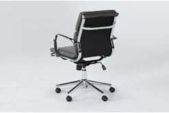 Moby Grey Faux Leather Low Back Rolling Office Chair 16 Moby Grey Faux Leather Low Back Rolling Office Chair -Modern Office Shop 223566 grey faux leather office chair side 19