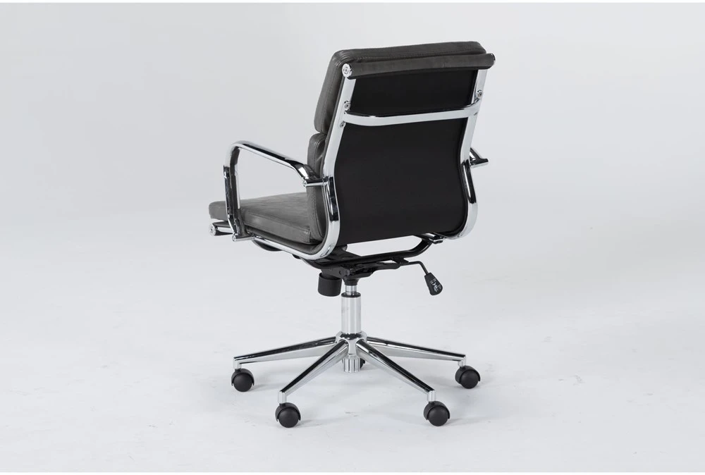 Moby Grey Faux Leather Low Back Rolling Office Chair 5 Moby Grey Faux Leather Low Back Rolling Office Chair - Image 3
