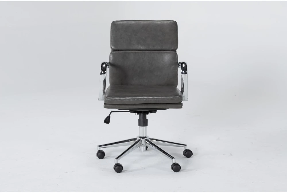 Moby Grey Faux Leather Low Back Rolling Office Chair 3 Moby Grey Faux Leather Low Back Rolling Office Chair
