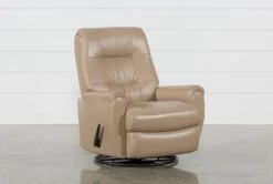Rogan II Leather Cafe Latte Swivel Glider Recliner