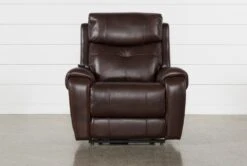 Carl Chocolate Leather Power Lift Recliner With Power Headrest