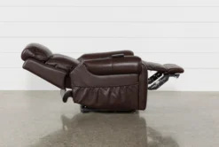Carl Chocolate Leather Power Lift Recliner With Power Headrest -Modern Office Shop 240962 brown leather power lift recliner 08