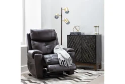 Carl Chocolate Leather Power Lift Recliner With Power Headrest -Modern Office Shop 240962 brown leather recliner room 31