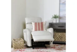 Cici Pearl Leather Power Rocker Recliner With Power Headrest & USB -Modern Office Shop 240973 beige leather recliner room 35