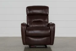 Cici Chocolate Leather Power Rocker Recliner With Power Headrest & USB -Modern Office Shop 240975 brown leather recliner detail 02