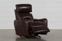 Cici Chocolate Leather Power Rocker Recliner With Power Headrest & USB -Modern Office Shop 240975 brown leather recliner detail 05