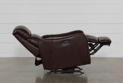 Cici Chocolate Leather Power Rocker Recliner With Power Headrest & USB -Modern Office Shop 240975 brown leather recliner detail 06