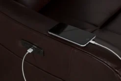 Cici Chocolate Leather Power Rocker Recliner With Power Headrest & USB -Modern Office Shop 240975 brown leather recliner detail 07