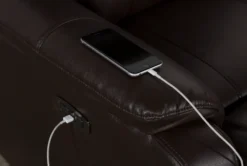 Connie Espresso Power Wallaway Recliner With Power Headrest & USB -Modern Office Shop 240980 brown fabric recliner detail 09