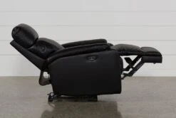 Connie Midnight Power Wallaway Recliner With Power Headrest & USB -Modern Office Shop 240982 black fabric recliner detail 06