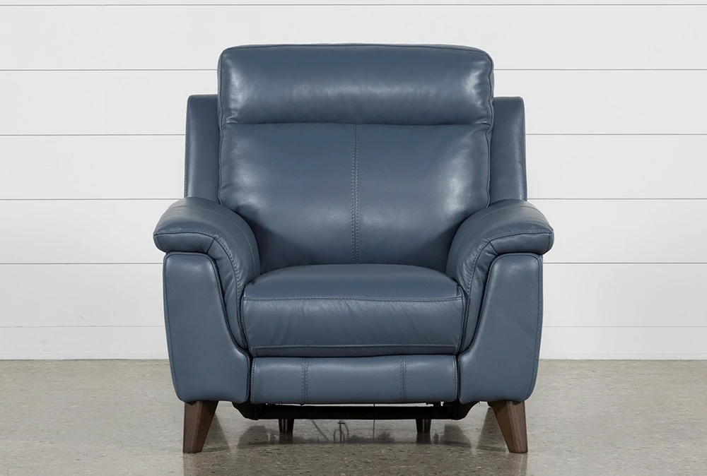 Moana Blue Leather Power Reclining Chair With USB 8 Moana Blue Leather Power Reclining Chair With USB - Image 6