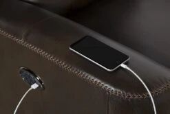 Stetson Chocolate Leather Power Recliner With Power Headrest, Lumbar & USB -Modern Office Shop 246961 brown leather recliner feature 11