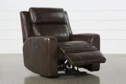 Stetson Chocolate Leather Power Recliner With Power Headrest, Lumbar & USB -Modern Office Shop 246961 brown leather recliner recline 03