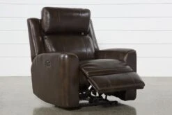 Stetson Chocolate Leather Power Recliner With Power Headrest, Lumbar & USB -Modern Office Shop 246961 brown leather recliner recline 04
