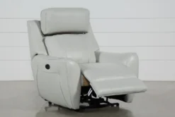Bridget White Power Wallaway Recliner With Power Headrest, Lumbar & USB -Modern Office Shop 248842 white polyester wallaway recline 04