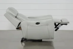 Bridget White Power Wallaway Recliner With Power Headrest, Lumbar & USB -Modern Office Shop 248842 white polyester wallaway recline 05