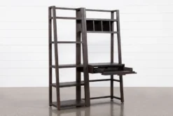 Pierce Espresso 2 Piece Wall 56" Desk -Modern Office Shop 251080 black wood bookcase feature 04