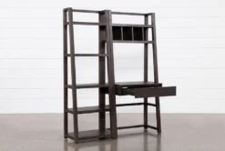 Pierce Espresso 2 Piece Wall 56" Desk -Modern Office Shop 251080 black wood bookcase storage 03