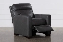 Greer Dark Grey Leather Power Recliner With Power Headrest -Modern Office Shop 251749 grey leather recliner feature 04
