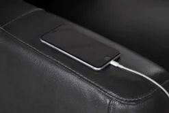 Greer Dark Grey Leather Power Recliner With Power Headrest -Modern Office Shop 251749 grey leather recliner feature 06