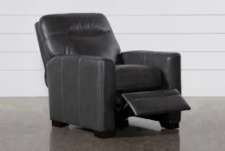 Greer Dark Grey Leather Power Recliner With Power Headrest -Modern Office Shop 251749 grey leather recliner recline 03
