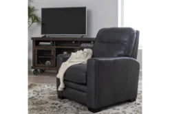 Greer Dark Grey Leather Power Recliner With Power Headrest -Modern Office Shop 251749 grey leather recliner room 35