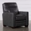 Greer Dark Grey Leather Power Recliner With Power Headrest -Modern Office Shop 251749 grey leather recliner signature 01