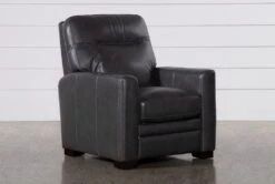 Greer Dark Grey Leather Power Recliner With Power Headrest