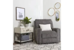 Hewitt Grey Power Recliner With USB -Modern Office Shop 254397 grey fabric recliner room 35