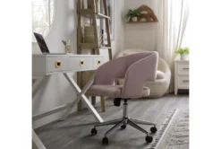 Phoebe Blush Velvet Rolling Office Chair -Modern Office Shop 256361 pink fabric office chair room 44