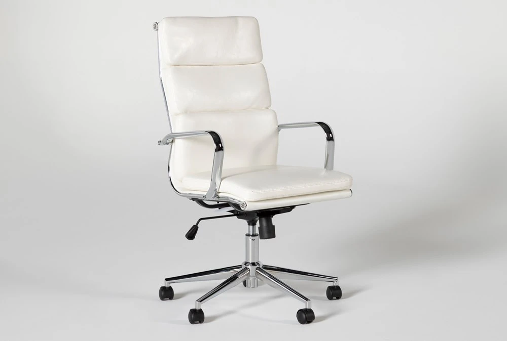 Moby White Faux Leather High Back Rolling Office Chair 4 Moby White Faux Leather High Back Rolling Office Chair - Image 2