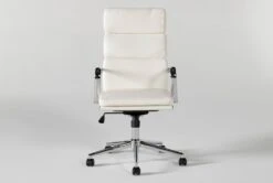 Moby White Faux Leather High Back Rolling Office Chair