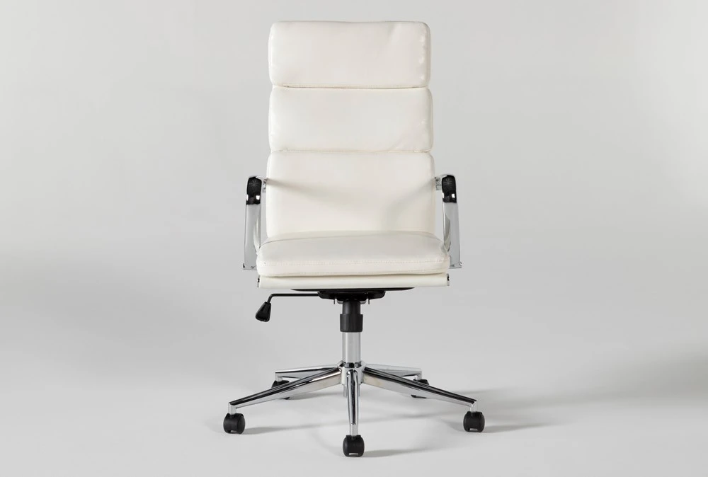 Moby White Faux Leather High Back Rolling Office Chair 3 Moby White Faux Leather High Back Rolling Office Chair