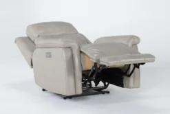 Serena Taupe Leather Power Recliner With Power Headrest, Lumbar & USB -Modern Office Shop 256702 brown leather wallaway recline 24