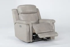 Serena Taupe Leather Power Recliner With Power Headrest, Lumbar & USB -Modern Office Shop 256702 brown leather wallaway side 19