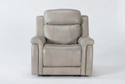 Serena Taupe Leather Power Recliner With Power Headrest, Lumbar & USB