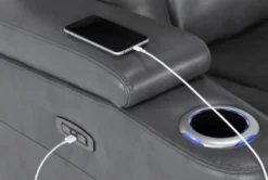 Eastwood Graphite Home Theater Power Wallaway Recliner With Power Headrest & USB -Modern Office Shop 260962 grey polyester wallaway hardware 51