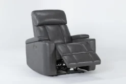 Eastwood Graphite Home Theater Power Wallaway Recliner With Power Headrest & USB -Modern Office Shop 260962 grey polyester wallaway recline 23