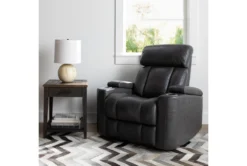 Eastwood Graphite Home Theater Power Wallaway Recliner With Power Headrest & USB -Modern Office Shop 260962 grey polyester wallaway room 59