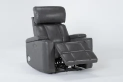 Eastwood Graphite Home Theater Power Wallaway Recliner With Power Headrest, Bluetooth & USB -Modern Office Shop 260965 grey polyester wallaway recline 24