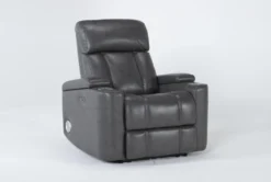 Eastwood Graphite Home Theater Power Wallaway Recliner With Power Headrest, Bluetooth & USB -Modern Office Shop 260965 grey polyester wallaway side 18