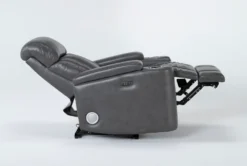 Eastwood Graphite Home Theater Power Wallaway Recliner With Power Headrest, Bluetooth & USB -Modern Office Shop 260965 grey polyester wallaway v2 recline 24