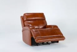Victor Chestnut Power Zero Gravity Recliner With Power Headrest & Lumbar -Modern Office Shop 261004 brown leather recliner v2 side 03