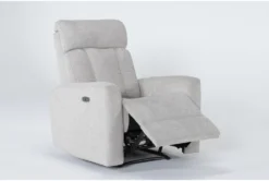 Halo II Buff Power Recliner With Power Headrest & USB -Modern Office Shop 264440 beige fabric recliner side 19