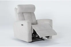 Halo II Buff Power Recliner With Power Headrest & USB -Modern Office Shop 264440 beige fabric recliner side 20