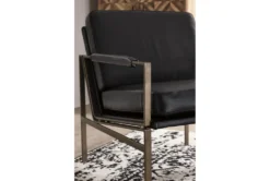 Black Faux Leather Mid Century Accent Chair -Modern Office Shop 266233 black fabric accent chair detail 44