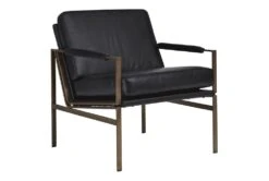 Black Faux Leather Mid Century Accent Chair