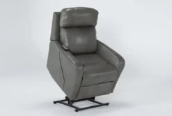Seville Grey Leather Power Lift Recliner With Heat, Massage, Power Headrest & Lumbar -Modern Office Shop 267666 grey leather lift recline 23