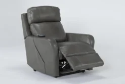 Seville Grey Leather Power Lift Recliner With Heat, Massage, Power Headrest & Lumbar -Modern Office Shop 267666 grey leather lift side 19
